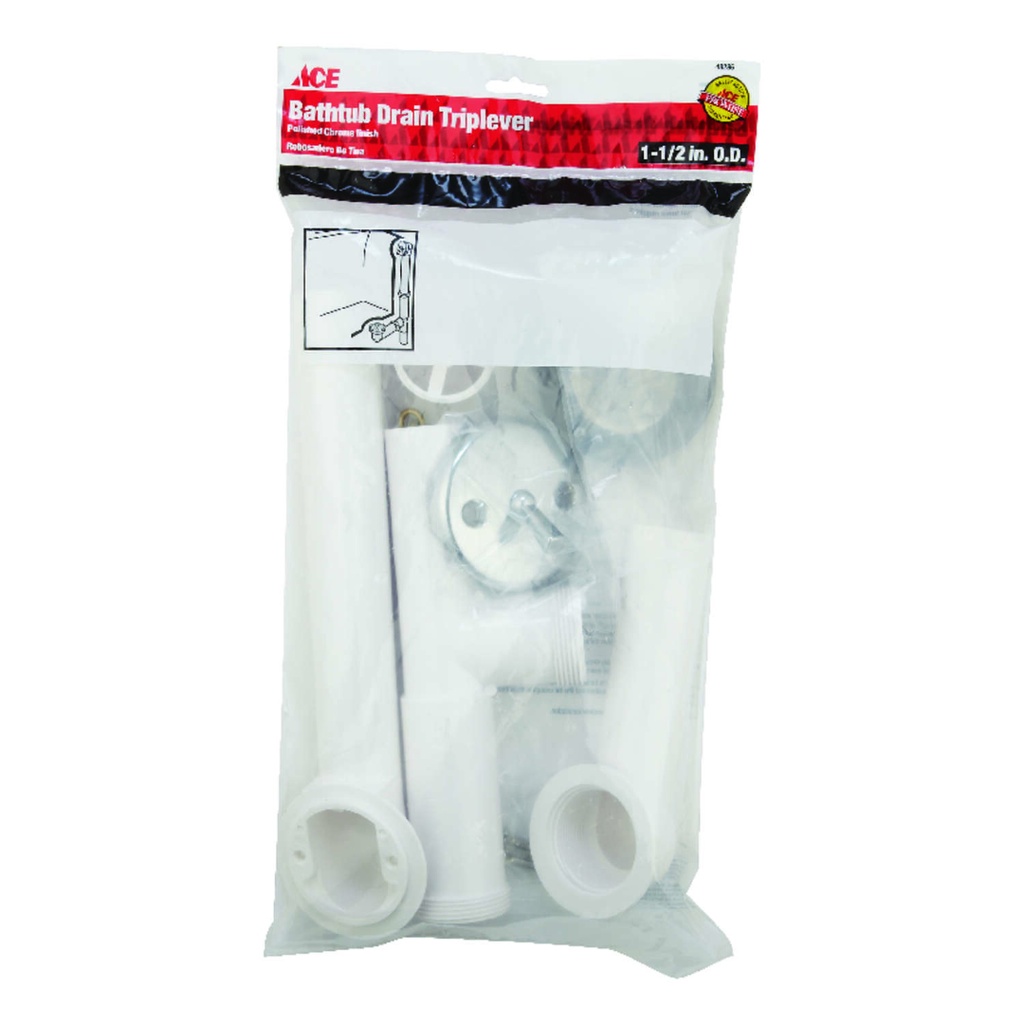 Ace 1-1/2 in. D Plastic/Chrome Tub Waste and Overflow