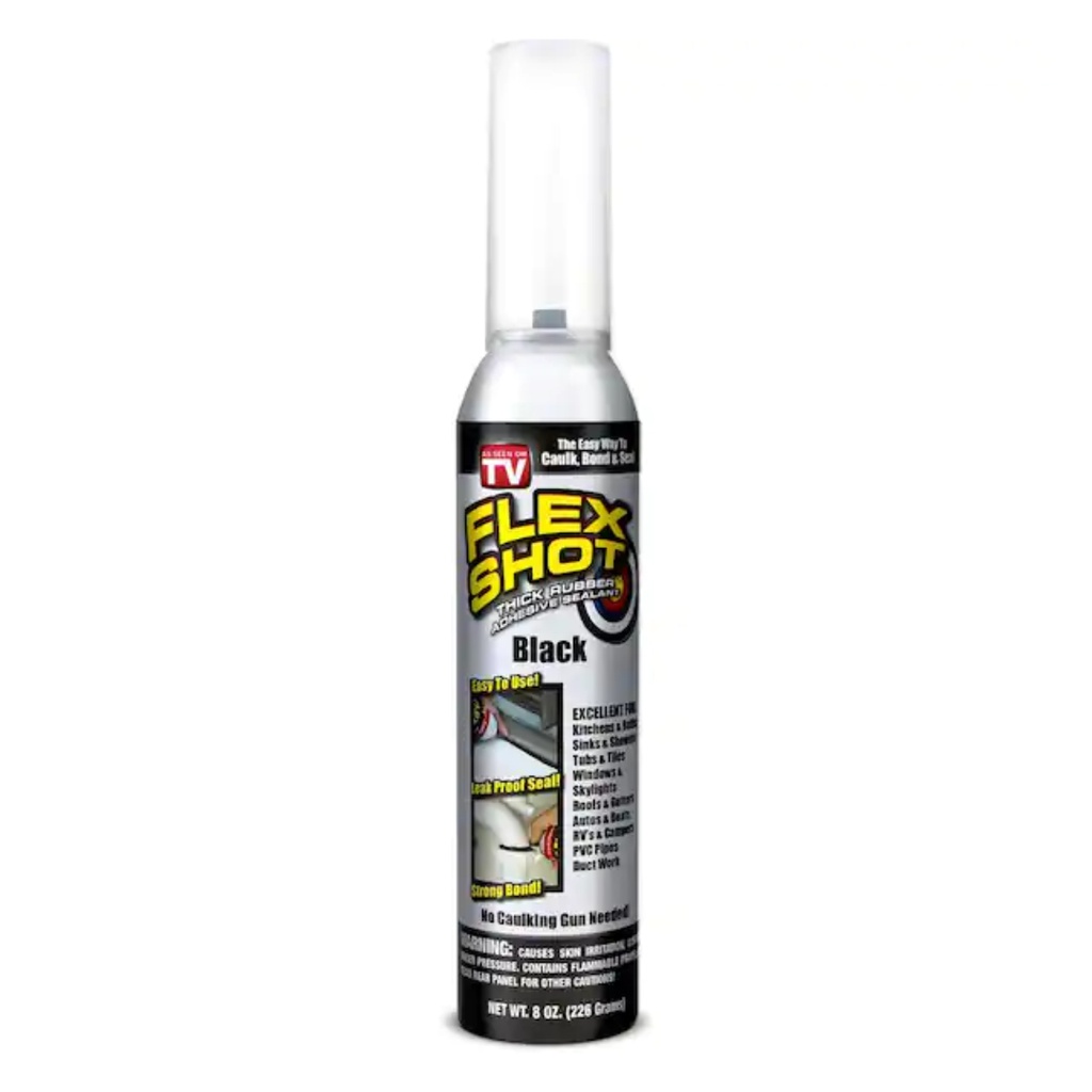 Flex Shot Black Acrylic Rubber All Purpose Sealant 8 Oz Can Oz.