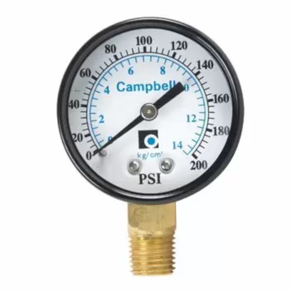Campbell 2 in. Brass Pressure Gauge 200 PSI