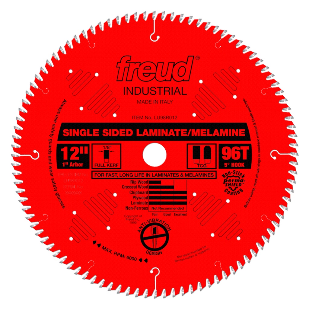 Freud 12in Single Sided Laminate/Melamine Blade with Perma-SHIELD Coating - LU98R012