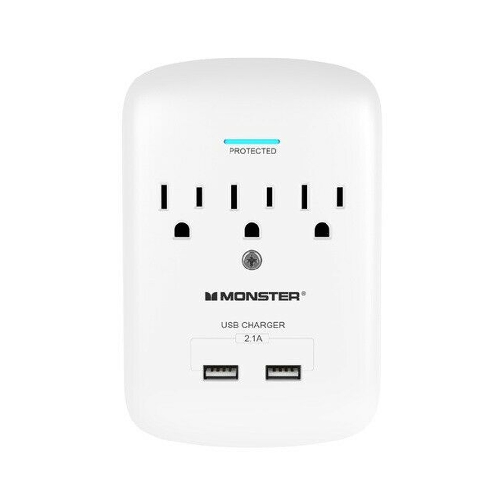 [3001115] Monster 1603 Just Power It up Surge Protector Wall Tap  White