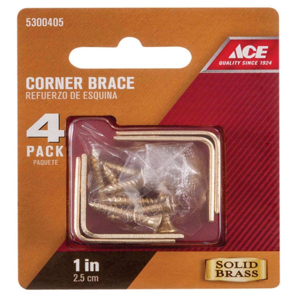 Ace 1 in. H X 2.75 in. W X 1 in. D Brass Inside Corner Brace