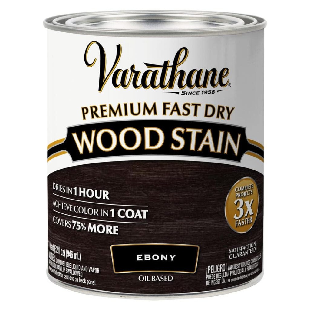 Varathane Premium Fast Dry Semi-Transparent Ebony Wood Stain 1 Qt.