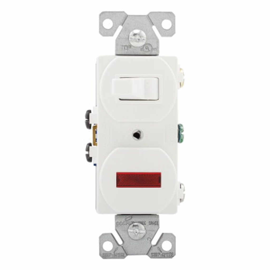 SWITCH PILOT 120V 15A WHT.