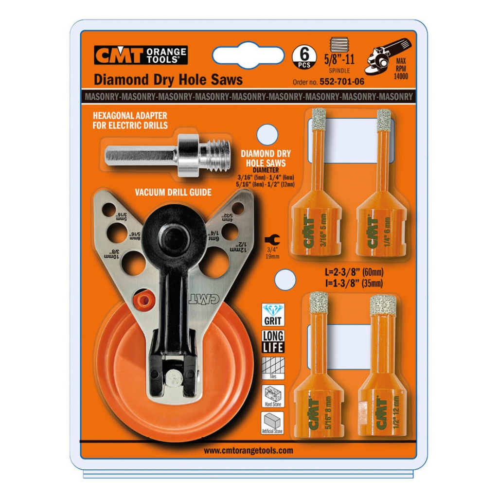 CMT DIAMOND HOLE SAW 6PCS