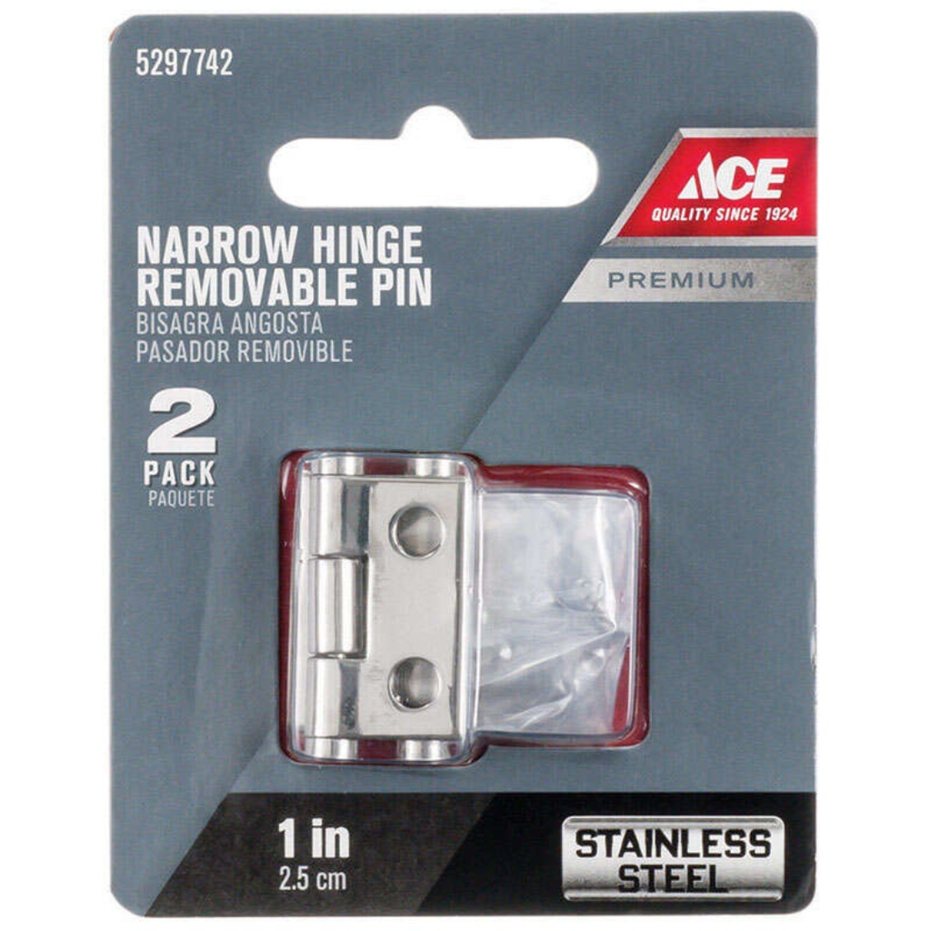 Ace .9 in. W X 1 in. L Stainless Steel Silver Stainless Steel Narrow Hinge 2 Pk