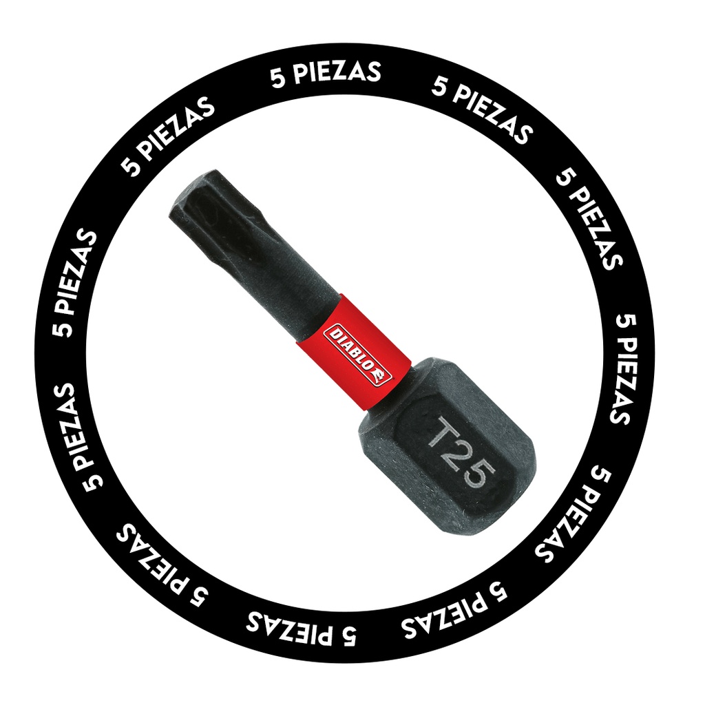 Diablo Torx #25 X 1 in. L Driver Bit Black Oxide 5 Pk