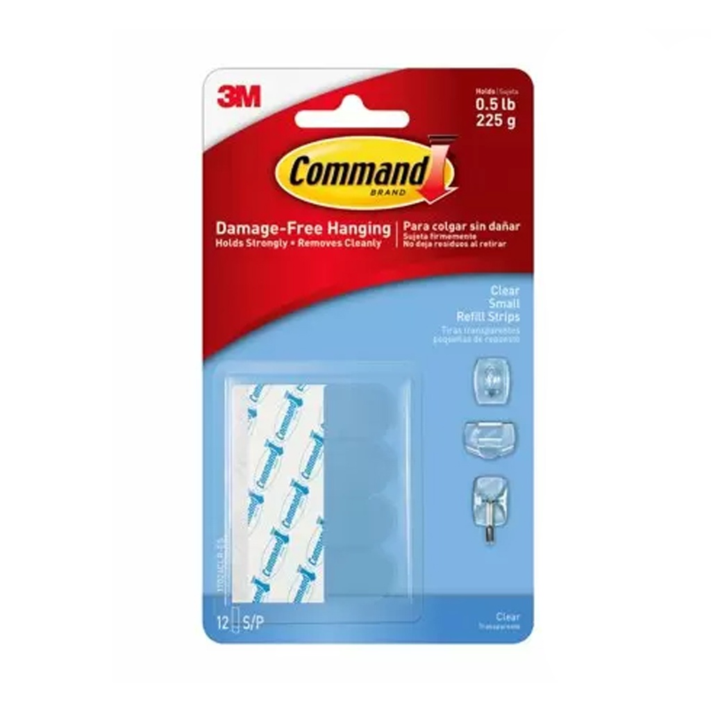 Command Refill Strips  Clear  Small  12 Strips/Pack