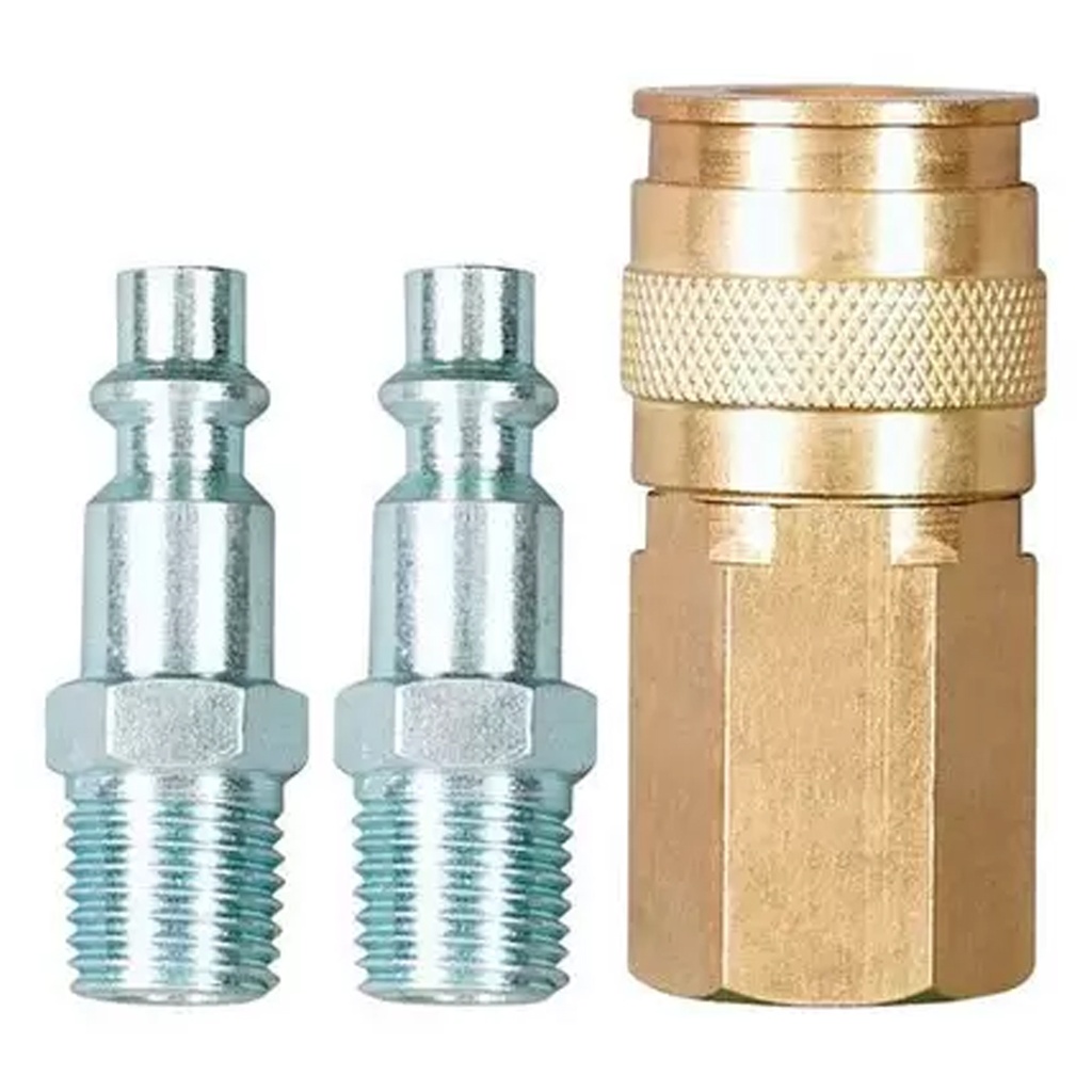 Craftsman Brass/Steel Industrial Air Coupler and Plug Set 1/4 in. 3 Pc