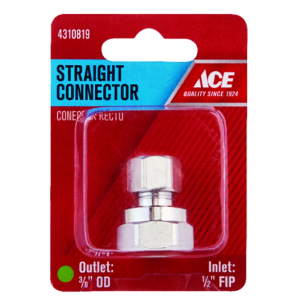 Ace 1/2 in. FPT X 3/8 in. D Compression Brass Straight Connector