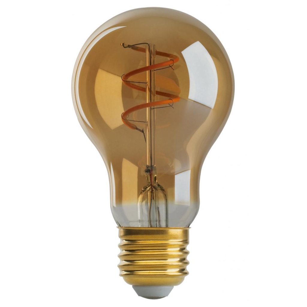 Satco Antique Spiral LED Filament 4w A19 2000k Dimmable E26 Amber Vintage Bulb