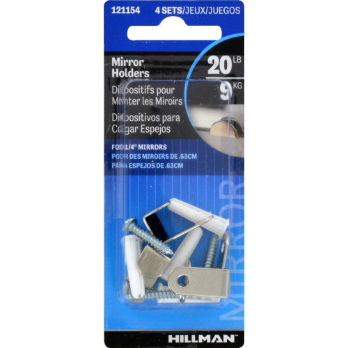 Hillman AnchorWire Silver Hidden Mirror Holder 20 Lb. 2 Pack