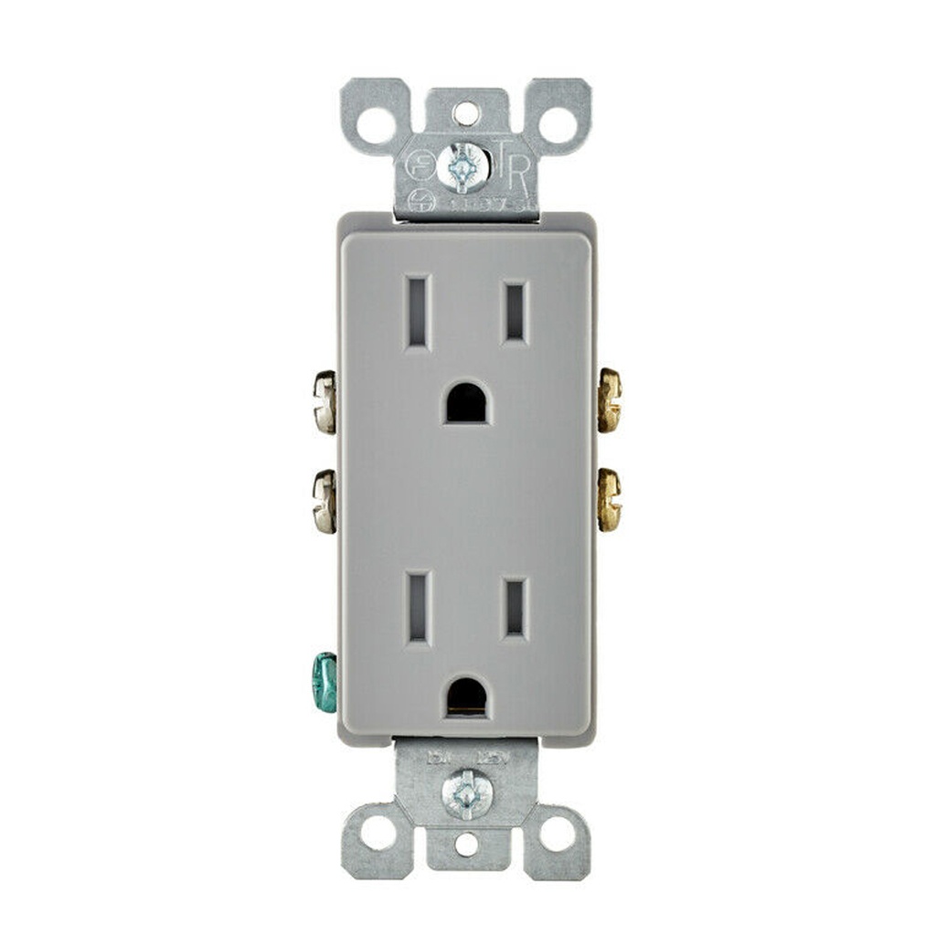 Leviton 15 Amps 125 V Duplex Gray Outlet 5-15R 1 Pk