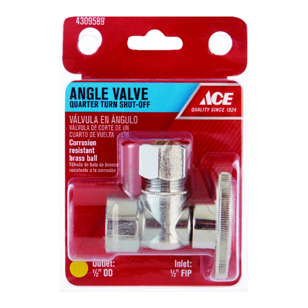 Ace FIP Compression Brass Angle Stop Valve