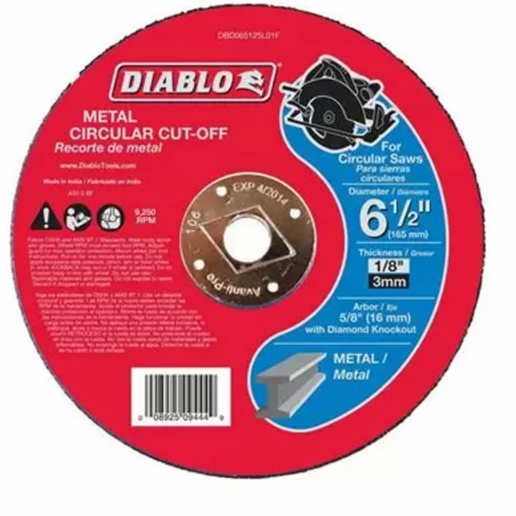 DIABLO DISCO C/METAL 6-1/2X1/8