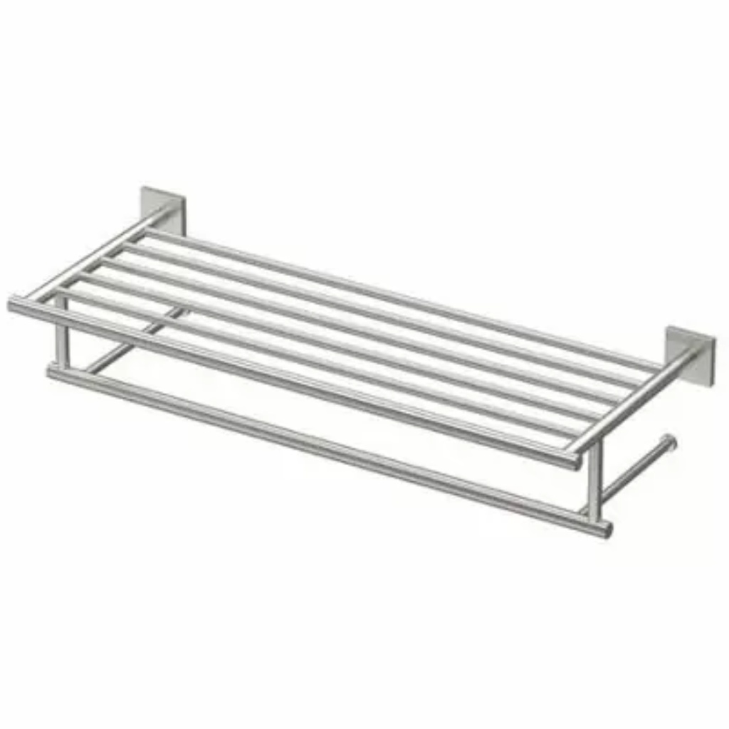 [366001737] Gatco 4057 Elevate 26" Metal Towel Shelf Satin Nickel Bathroom Hardware and Accessories Bathroom Hardware Towel Racks
