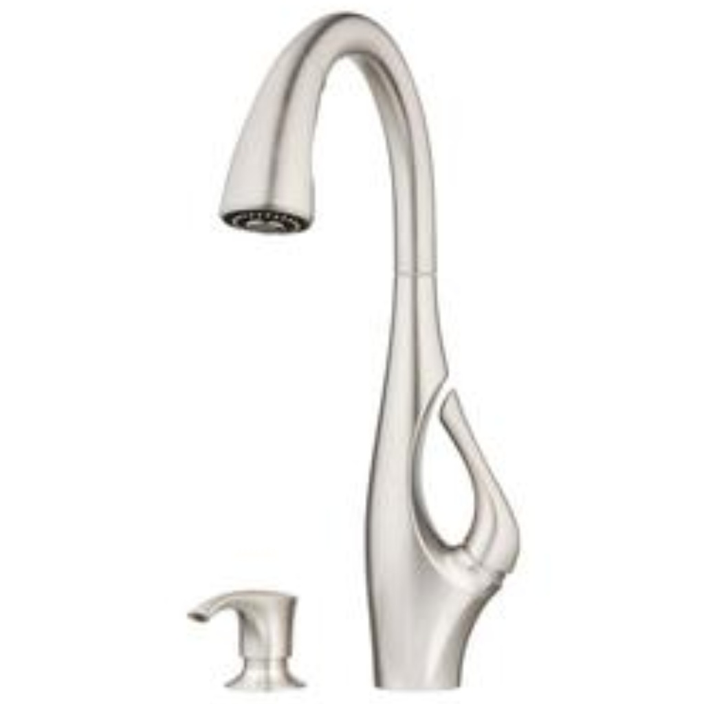 [F5297NDGS] Indira Single Handle Pull Down Sprayer Kitchen Faucet with Soap Dispenser in Spot Defense Stainless Steel