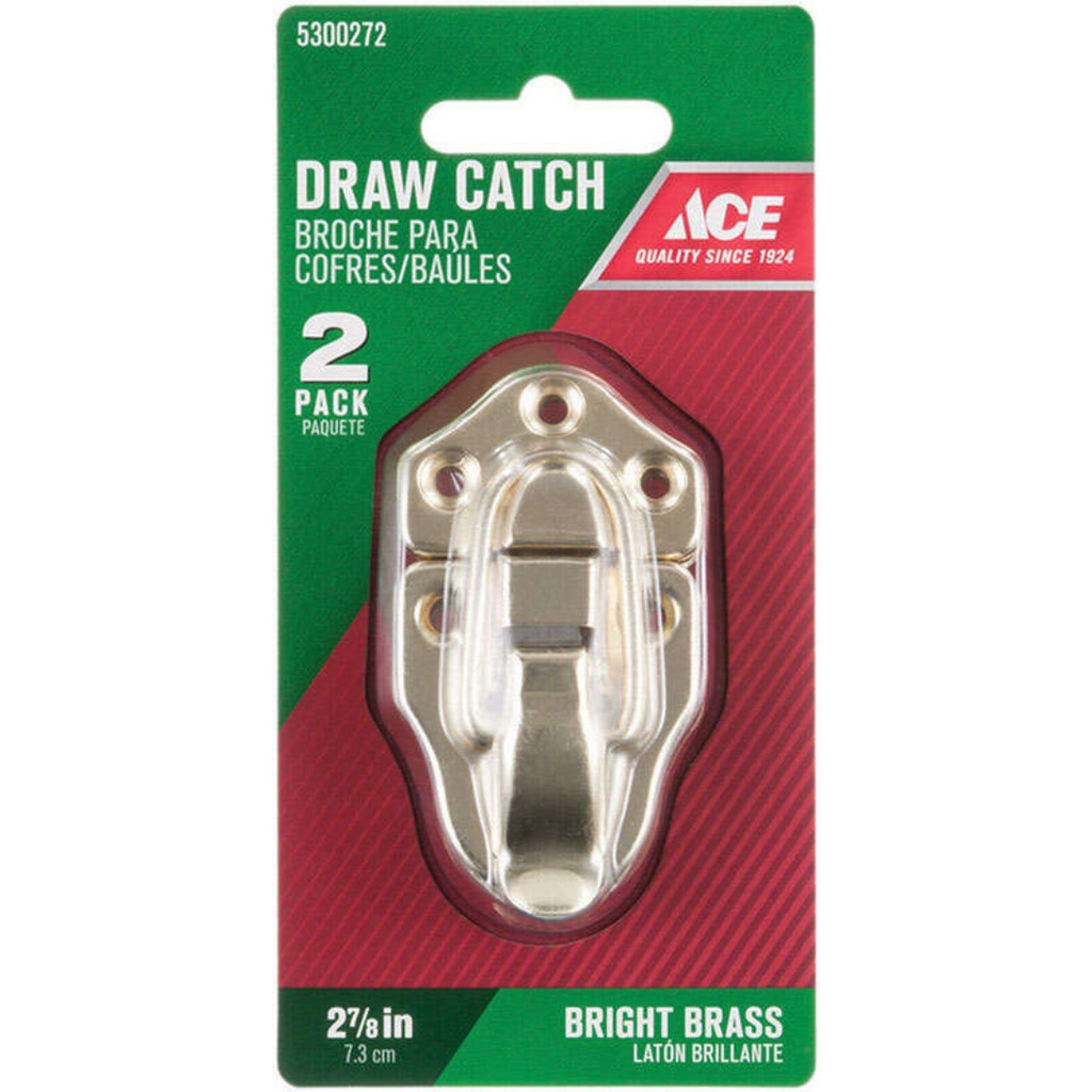 Ace Bright Brass Decorative Drawer Catch 2.87 in. 2 Pk