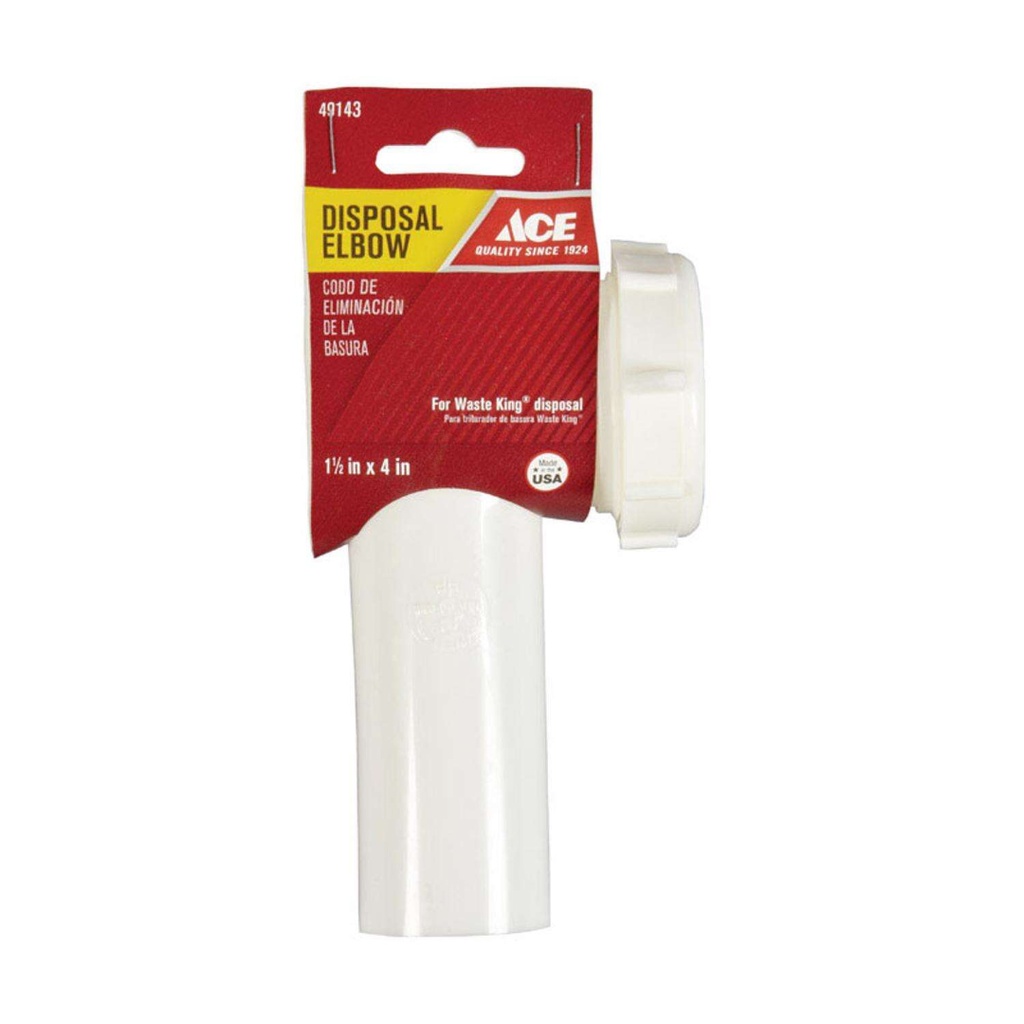 Ace Garbage Disposal Elbow Plastic 1-1/2 in