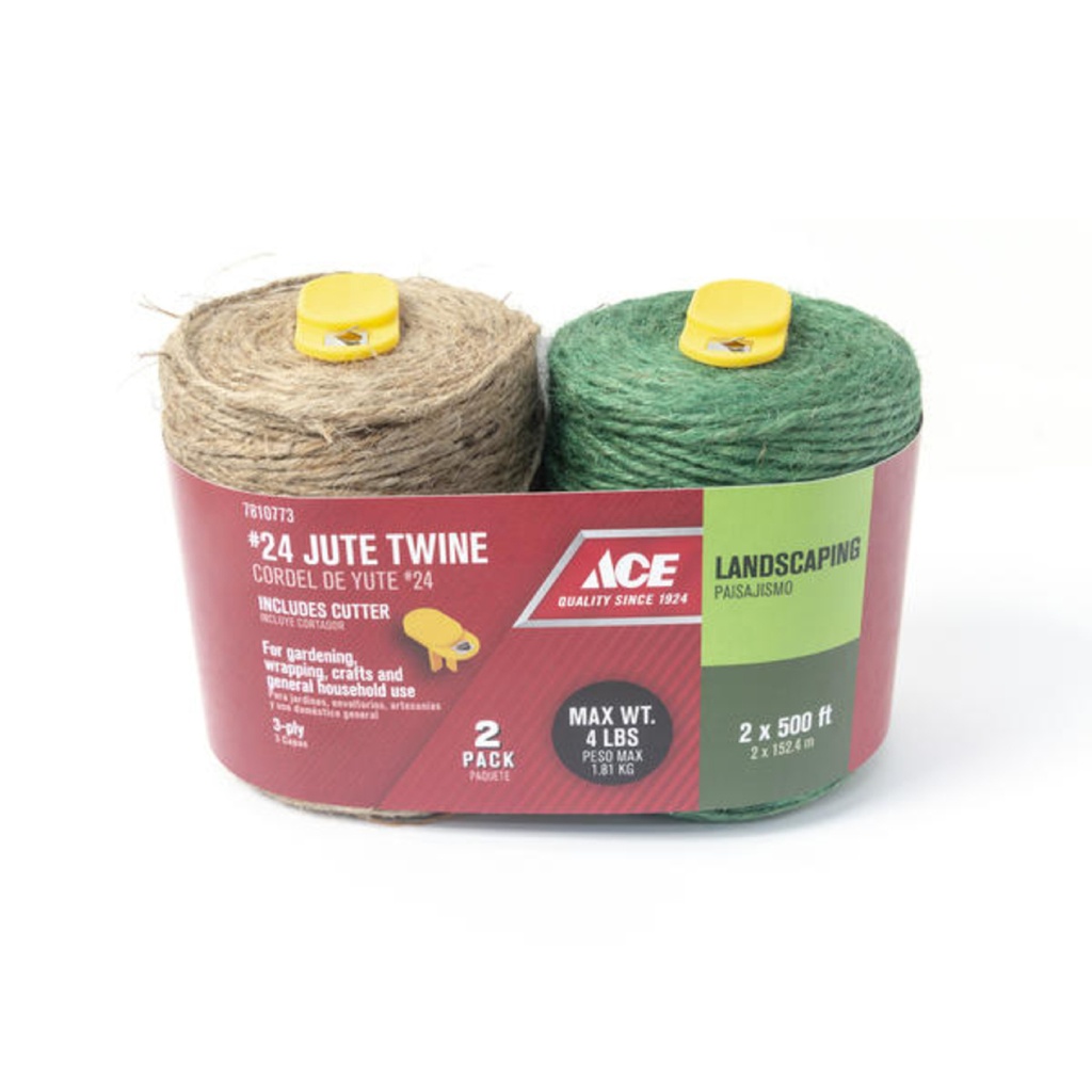 Ace #24 in. D X 500 Ft. L Green/Natural Twisted Jute Twine