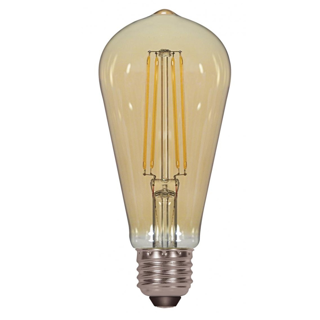 SATCO Transparent Amber LED ST19 Medium 4.5 Watt LED Filament Bulb with 2200K 380 Lumens 80 CRI and 360 Degrees Beam