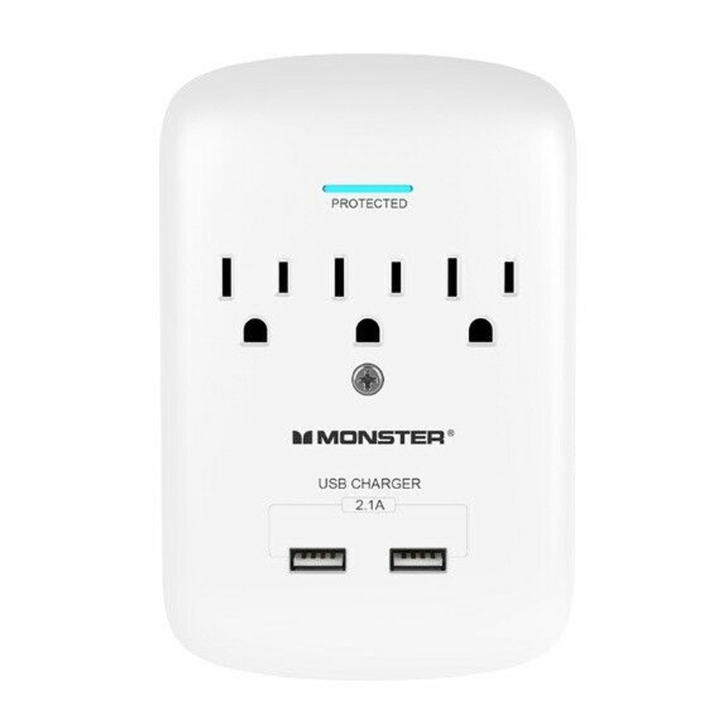 Monster 1602 Just Power It up Surge Protector Wall Tap  White