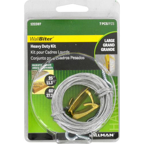 HILLMAN WallBiter Brass-Plated Heavy Duty Picture Hanging Kit 60 Lb 1 Pk