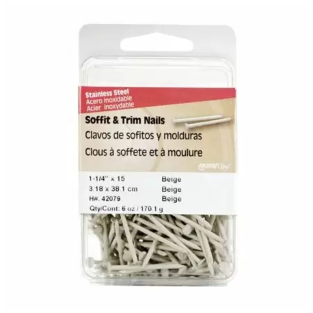 TRIM NAILS 1-1/4   S/S  BEIG 6OZ