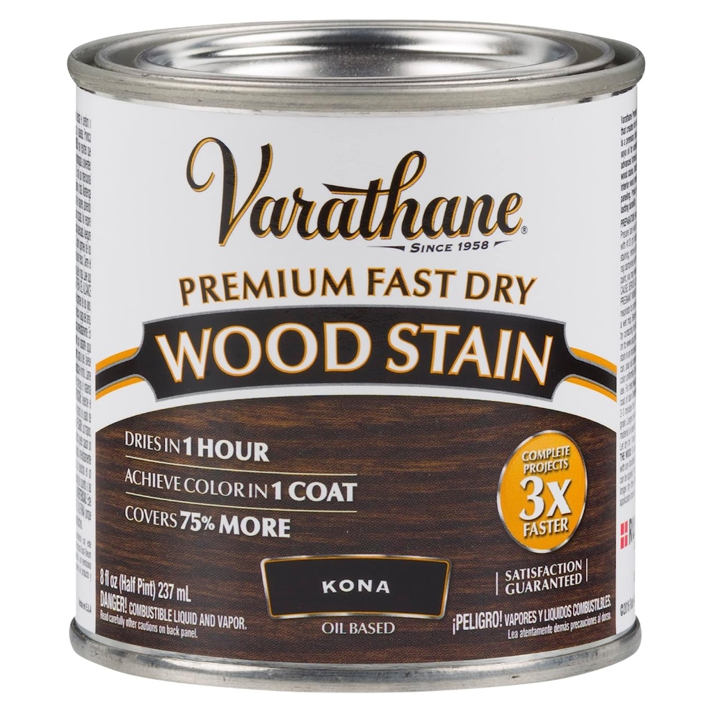 Varathane Semi-Transparent Kona Oil-Based Urethane Modified Alkyd Fast Dry Wood Stain 1 Qt
