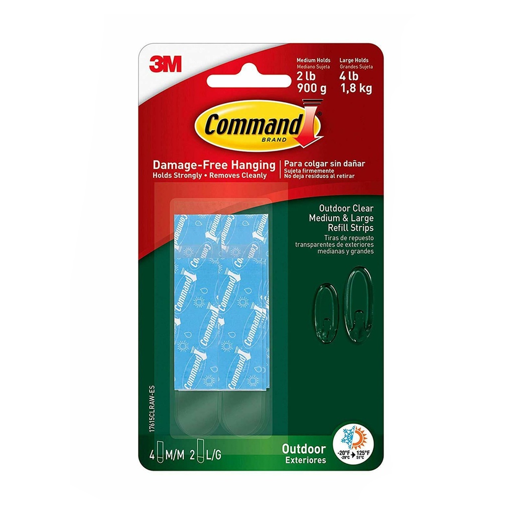 17615CLRAW-ES Command Outdoor Medium & Large Strip Refills - 6 Pack