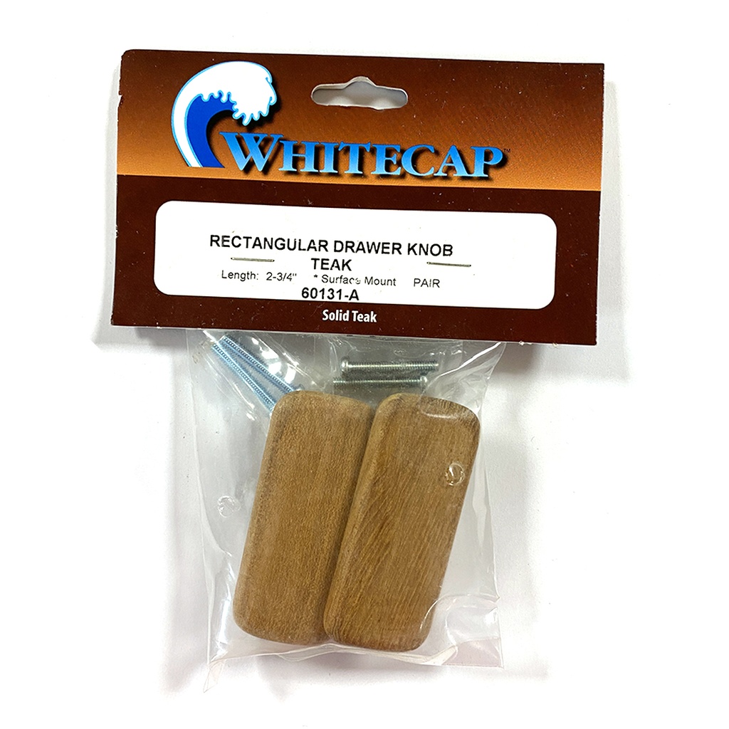 Whitecap Teak Rectangular Drawer Knob - 2-3/4'L - 2 Pack