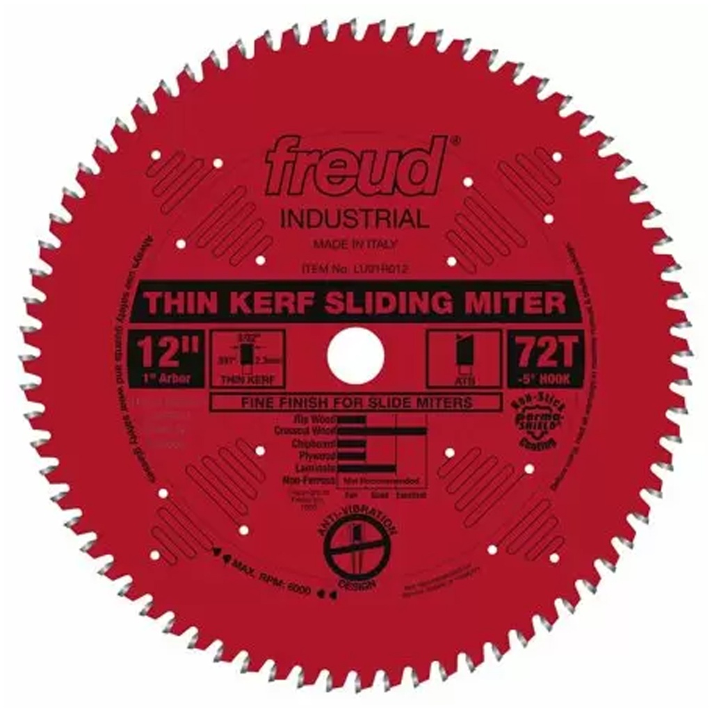 Freud 12in Thin Kerf Sliding Compound Miter Blade with Perma-SHIELD Coating - LU91R012