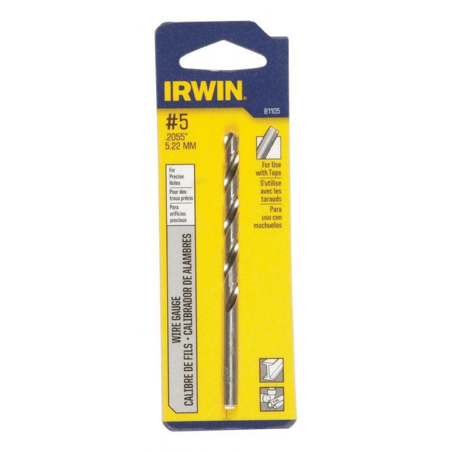 Irwin #5 X 3-3/4 in. L High Speed Steel Wire Gauge Bit Straight Shank 1 Pc