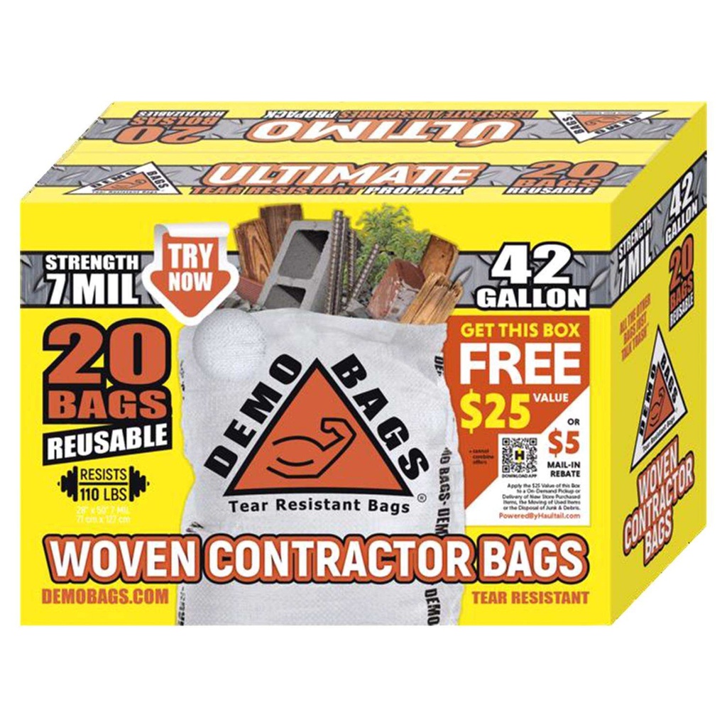 42-Gallon Contractor Heavy Duty Trash Bags (20-Count)