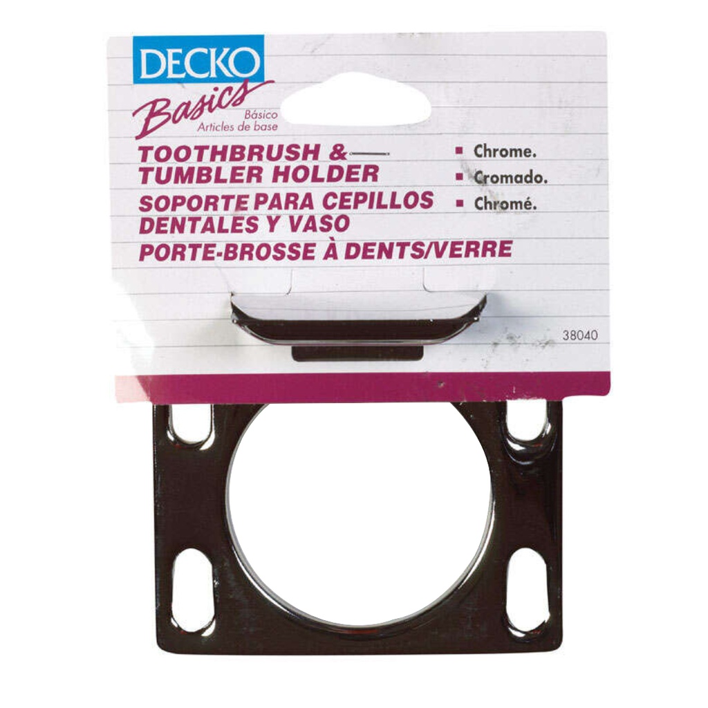 DECKO Chrome Silver Steel Toothbrush/Tumbler Holder