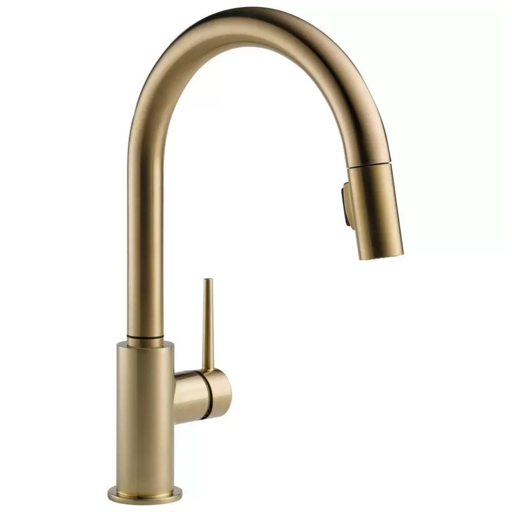 Delta 9159-DST-SD Trinsic Pull-Down Kitchen Faucet with Magnetic Docking Spray Head and Soap/Lotion Dispenser - Includes Lifetime Warranty Champagne
