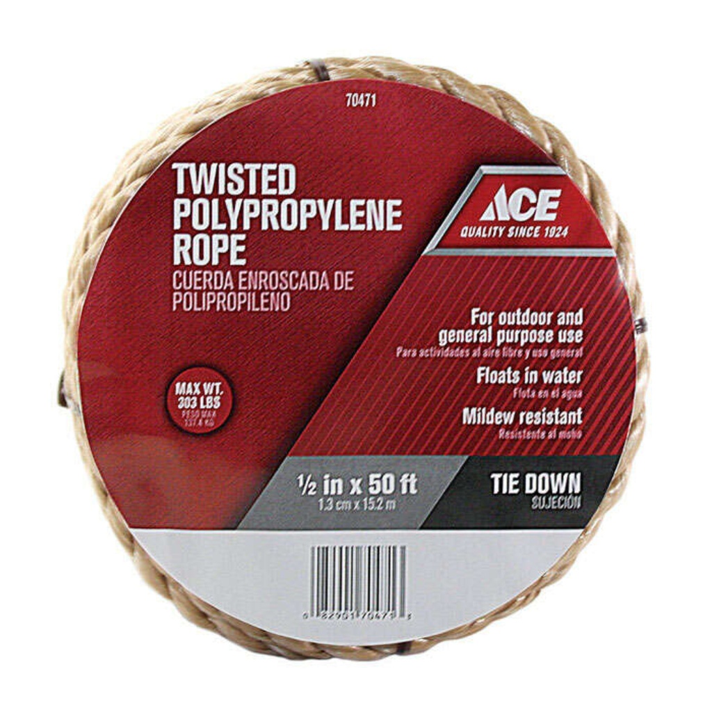 Ace 1/4 in. D X 100 Ft. L Brown Twisted Poly Rope