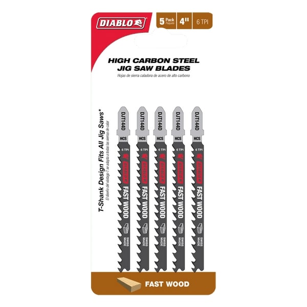 Diablo 4 in. High Carbon Steel T-Shank Fast Wood Jig Saw Blade 6 TPI 5 Pk