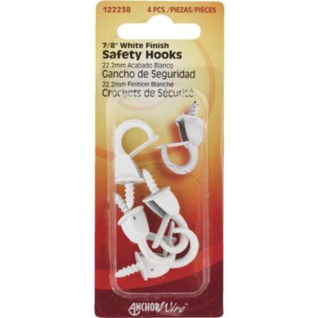 122238 0.875 in. Anchor Wire Spring Safety Hook, White