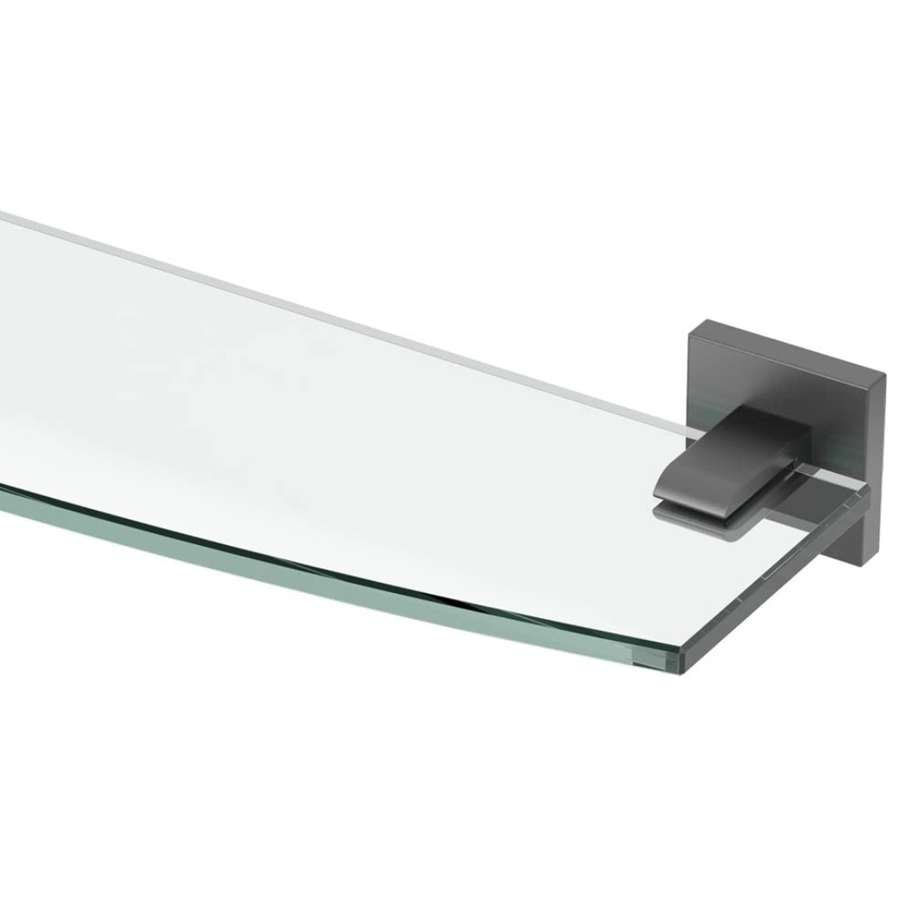 [366001817] Gatco 4056 Elevate 21" Glass and Metal Bathroom Shelf Matte Black Bathroom Storage Bathroom Shelf