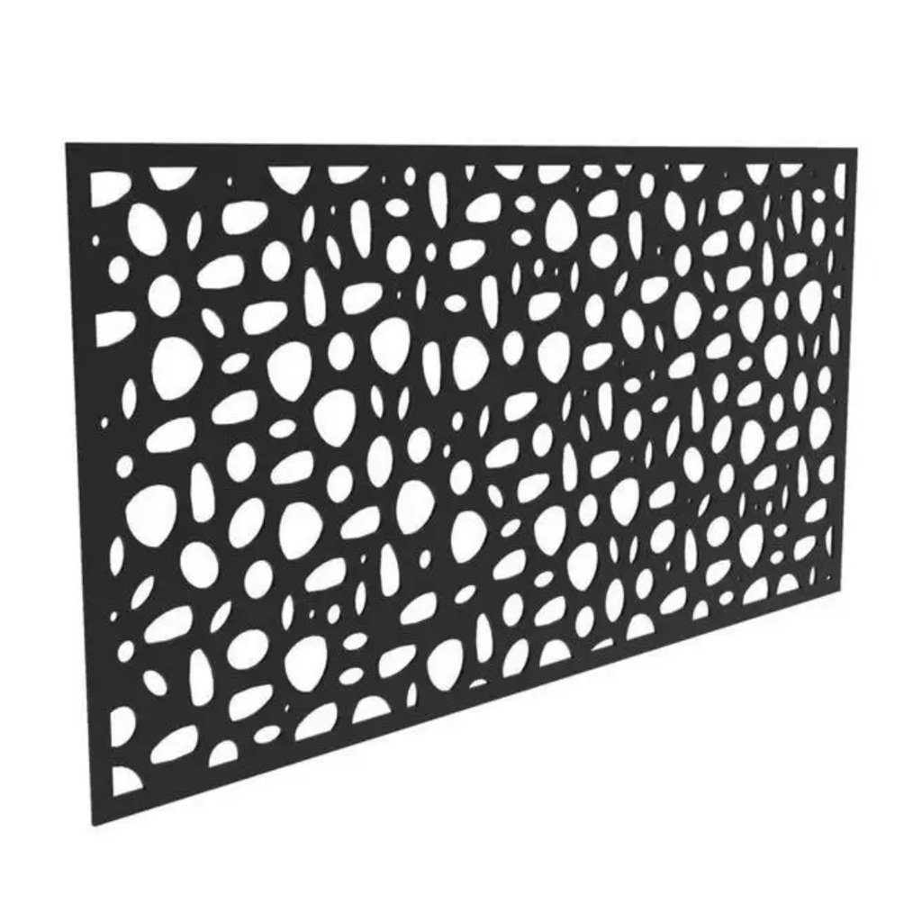 [73045667] 3 Ft. X 6 Ft. River Rock Black Polypropylene Decorative Screen Panel