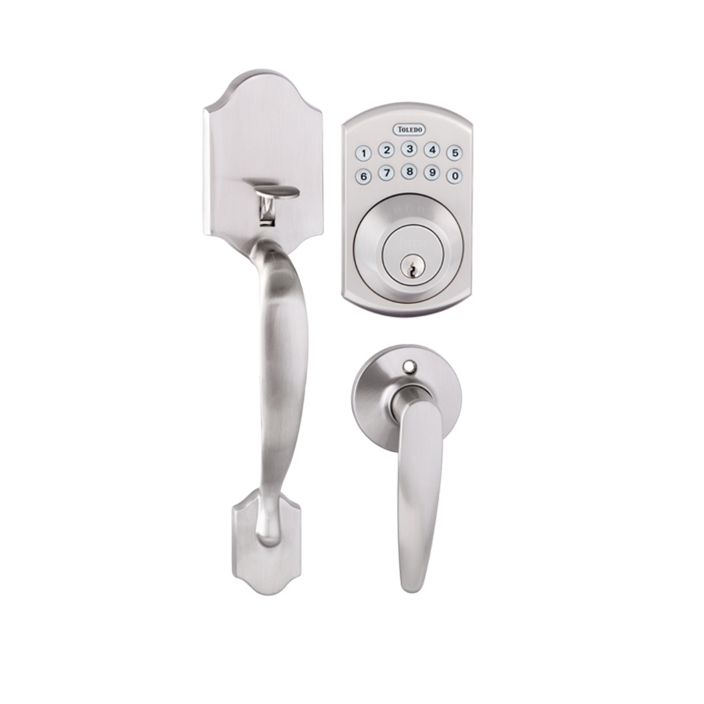 Toledo Cordoba Electronic Handleset with Remote Access in Satin Nickel Finish
