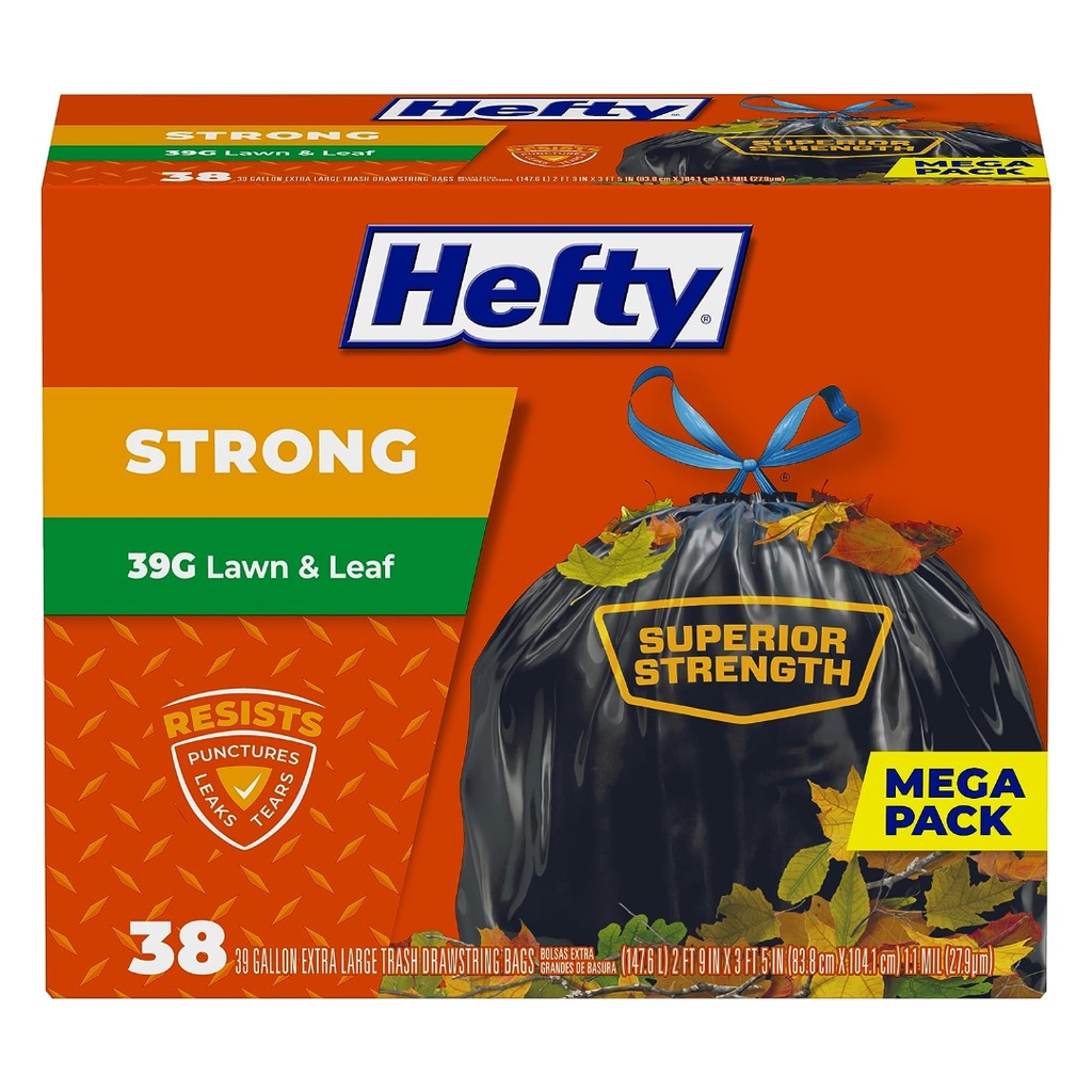 Hefty Extra Strong 39 Gal. Trash Bags Drawstring 38 Pack