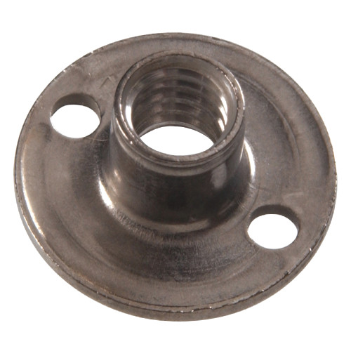 1/4 in.-20 X 5/16 in. X 3/4 in. Stainless Steel Round Base Brad Hole Tee Nut (15-Pack)