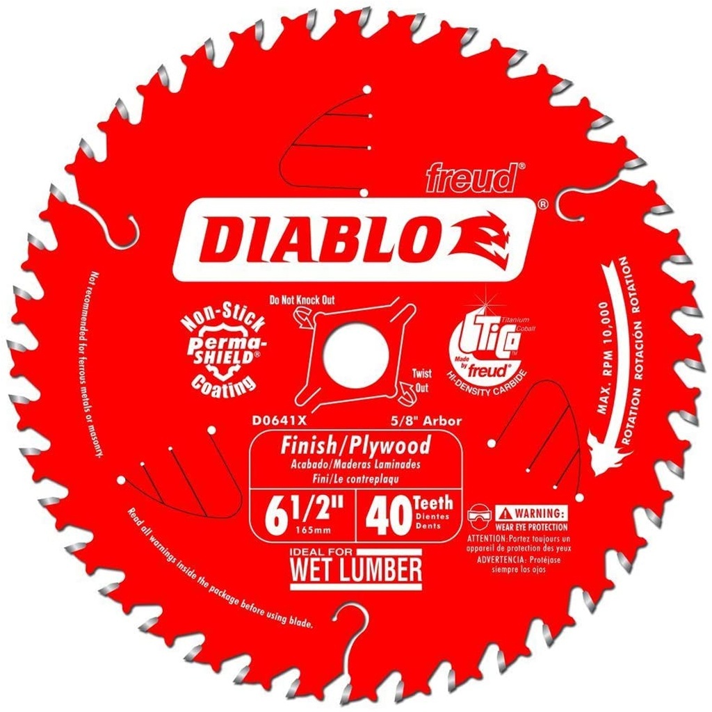 Diablo 6 in. D X 1/2 in. TiCo Hi-Density Carbide Finish Saw Blade 40 Teeth 1 Pk