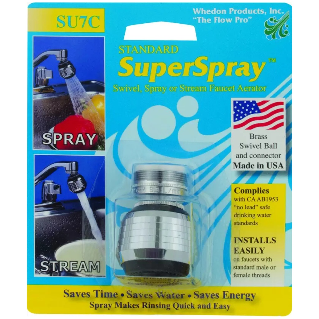 [4339735] Whedon SuperSpray Dual Thread 15/16 in.- 27M X 55/64 in.-27F Chrome Swivel Sprayrator