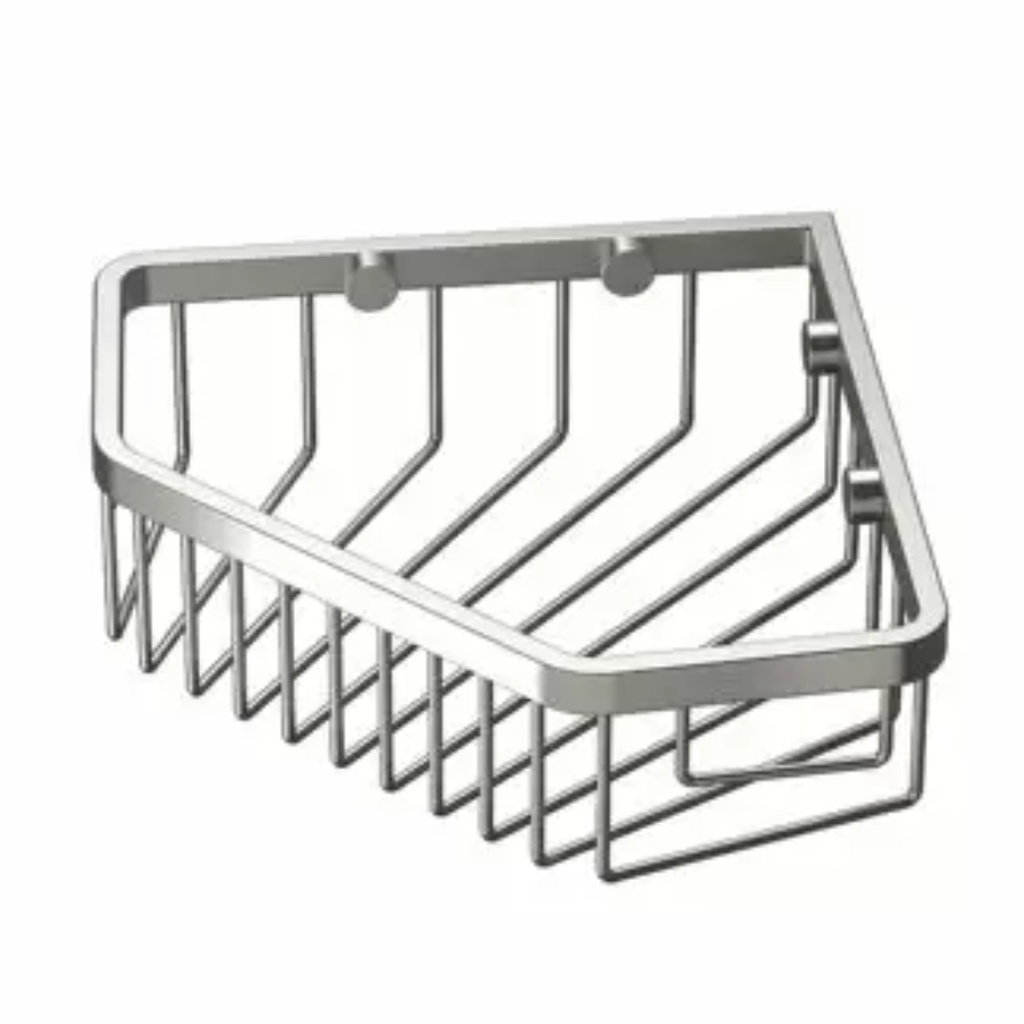 Gatco 1499 Corner Shower Basket Satin Nickel Bath and Shower Accessories Shower Accessories Shower Baskets