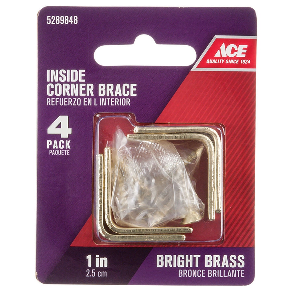 Ace Inside L Corner Brace 1 in. X 1/2 in. Brass