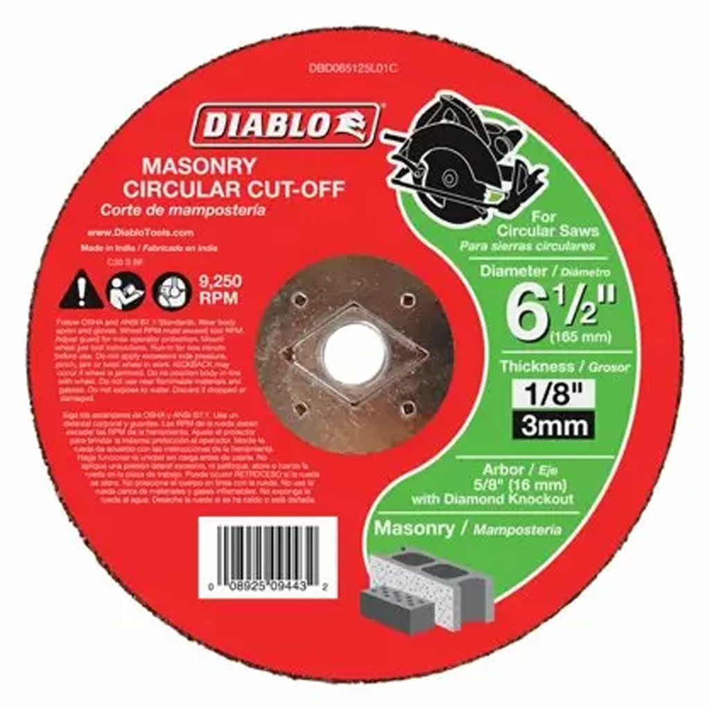 Diablo 6-1/2 in. D X 5/8 in. Silicon Carbide Masonry Circular Cut-Off Disc 1 Pk