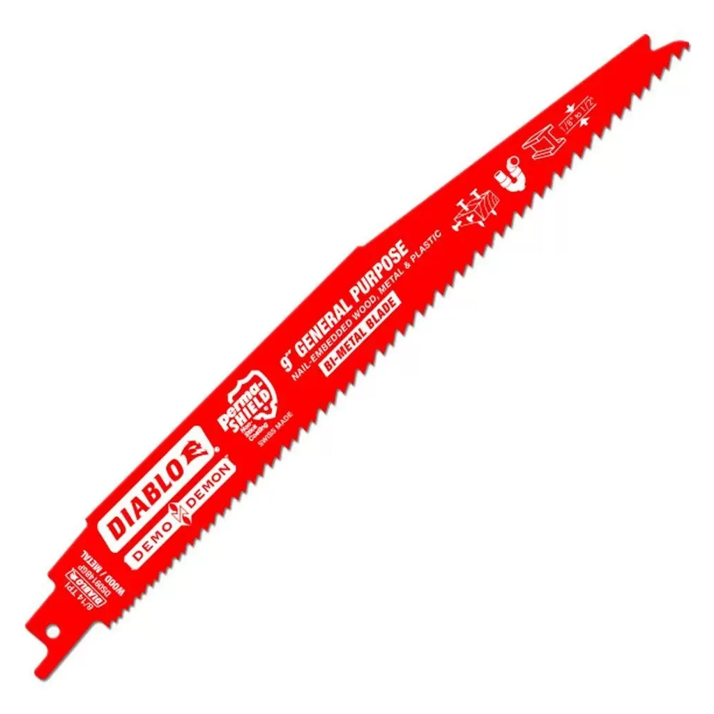 9 in. 8/14 TPI Bi-Metal Reciprocating Saw Blades for General Purpose Cuts